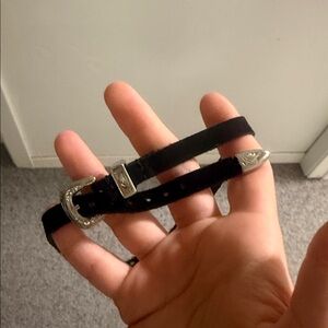 Black Leather Belt with Silver Buckle